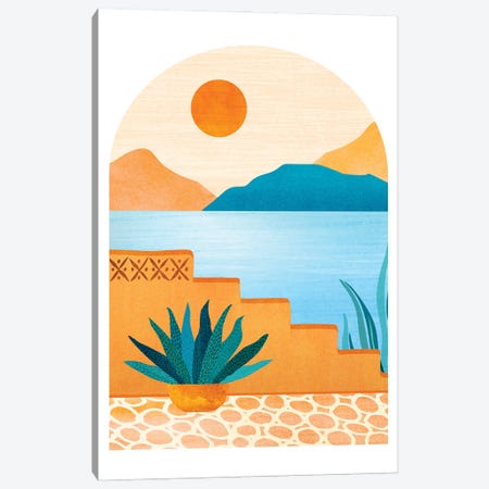 Teal Orange Desert Oasis Canvas Print #MTP269} by Modern Tropical Canvas Artwork