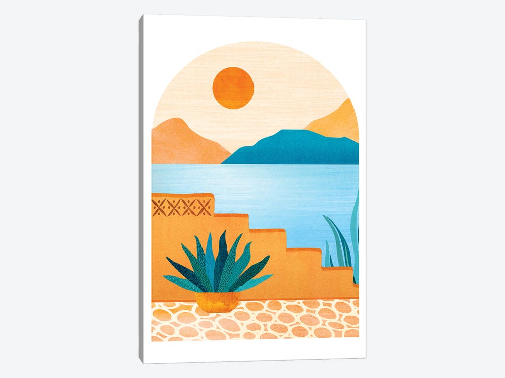 Teal Orange Desert Oasis by Modern Tropical 1-piece Canvas Wall Art