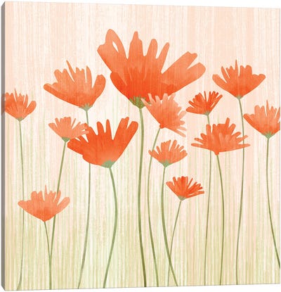 Red Poppy Meadow Canvas Art Print - Modern Tropical