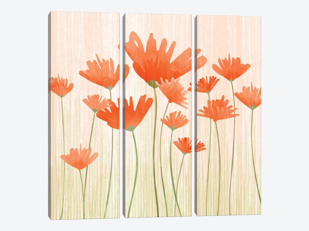 Red Poppy Meadow by Modern Tropical 3-piece Canvas Art