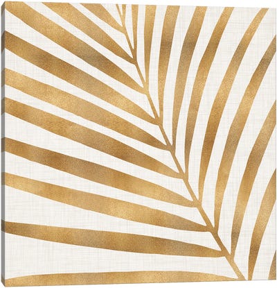 Gold Palm Leaf Canvas Art Print - Modern Tropical