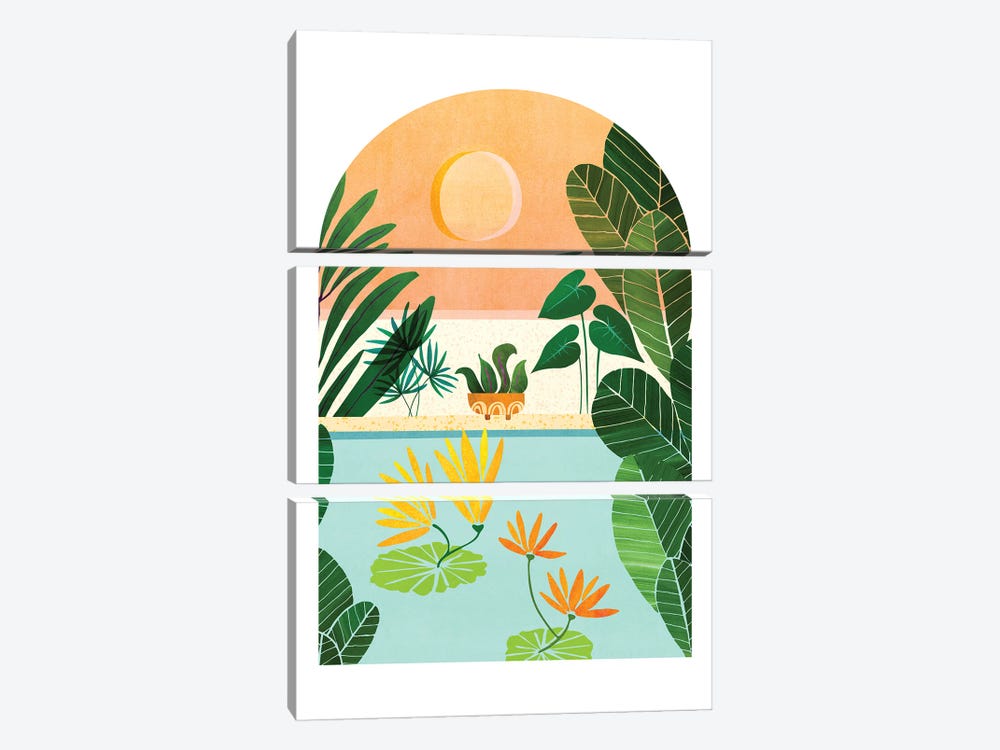 Tropical Garden Sunrise by Modern Tropical 3-piece Art Print