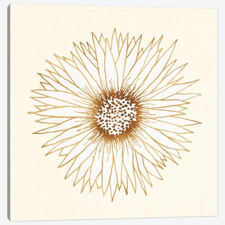 Gold Sunflower Canvas Print #MTP27} by Modern Tropical Art Print