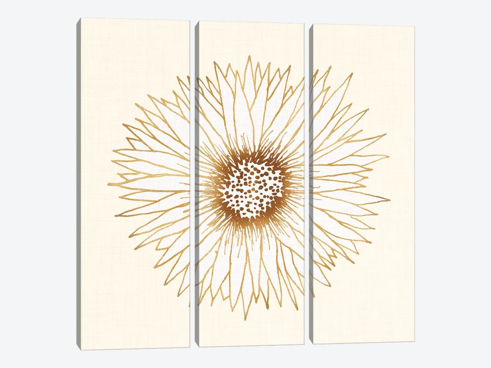 Gold Sunflower by Modern Tropical 3-piece Canvas Art Print