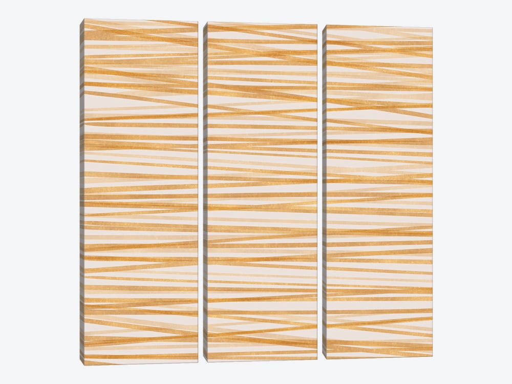 Gold Stripes by Modern Tropical 3-piece Canvas Wall Art