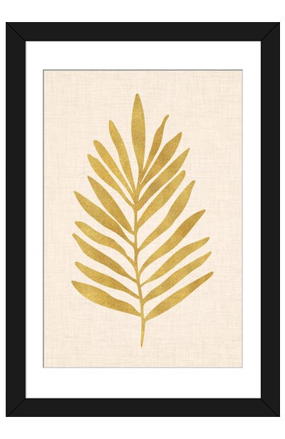 Metallic Gold Tropical Leaf Paper Art Print - Modern Tropical