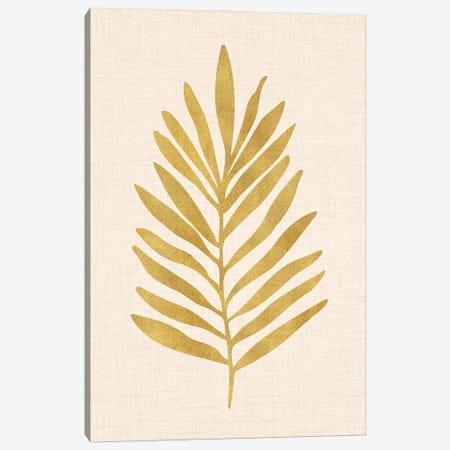 Metallic Gold Tropical Leaf Canvas Print #MTP286} by Modern Tropical Art Print