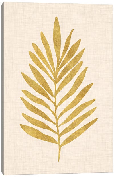 Metallic Gold Tropical Leaf Canvas Art Print - Modern Tropical