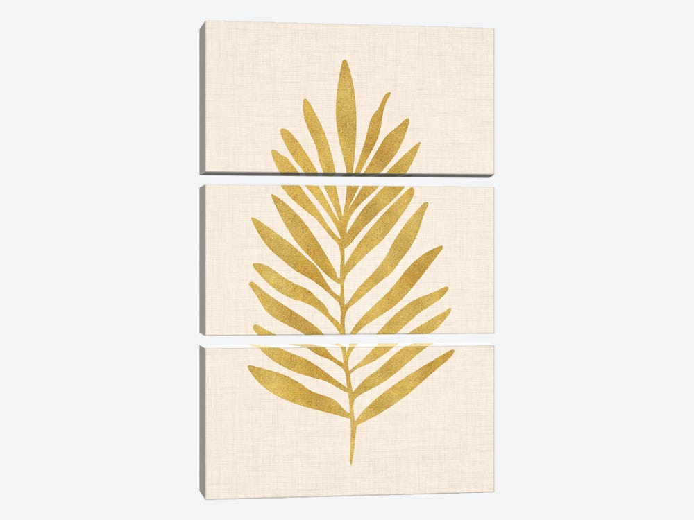 Metallic Gold Tropical Leaf 3-piece Canvas Print