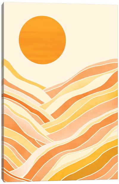 Golden Mountain Sunset Canvas Art Print - Modern Tropical