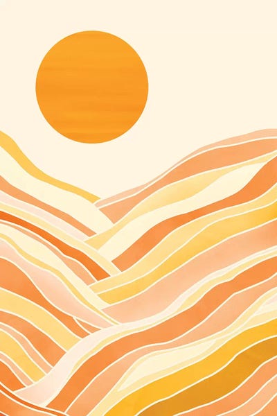 Minimalist Bohemian Decor: Golden Mountain Sunset by Modern Tropical