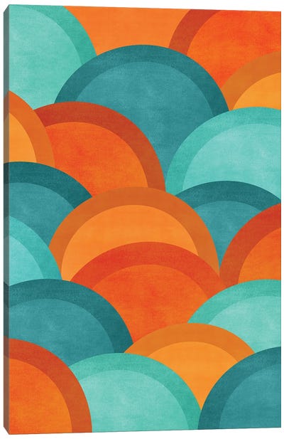 So Many Sunsets Canvas Art Print - Teal Abstract Art