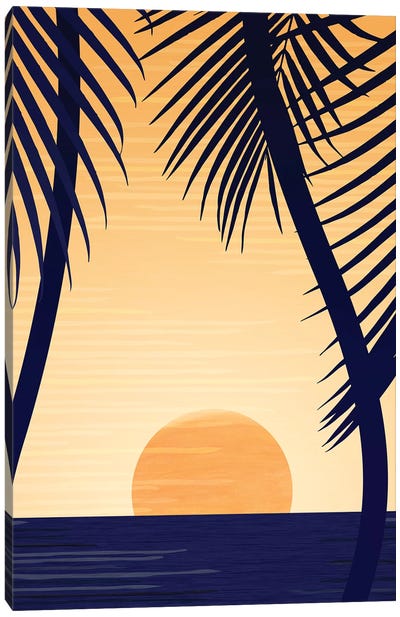 Golden Sunset Canvas Art Print - Modern Tropical