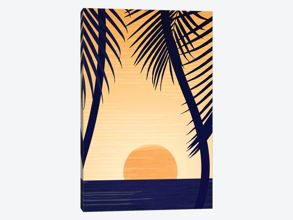 Golden Sunset by Modern Tropical 1-piece Canvas Art Print