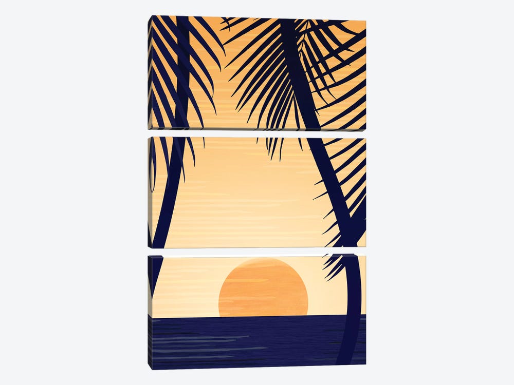 Golden Sunset by Modern Tropical 3-piece Canvas Art Print
