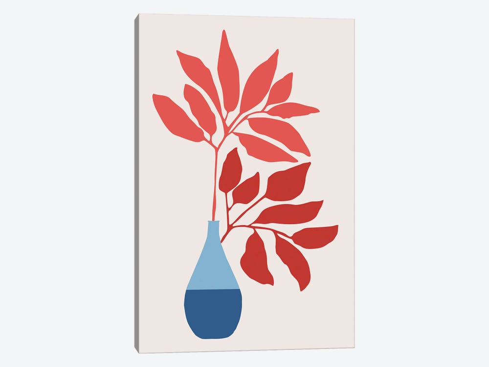 Strawberry Red Ficus by Modern Tropical 1-piece Canvas Art Print