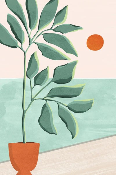 Sunset At The Beach House I by Modern Tropical framed wall art