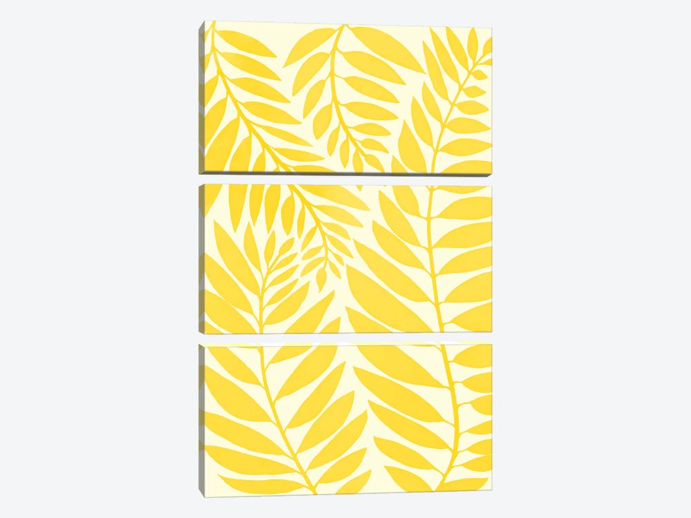 Golden Yellow Leaves by Modern Tropical 3-piece Art Print