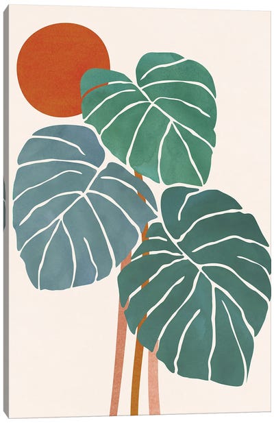 Monstera and Sunshine Canvas Art Print - Modern Tropical