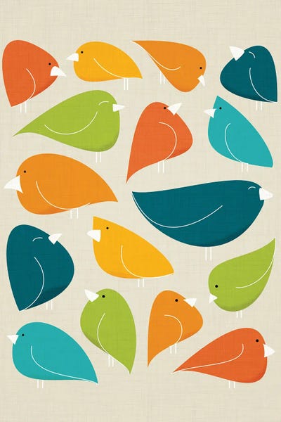 Rainbow Birdies by Modern Tropical framed wall art