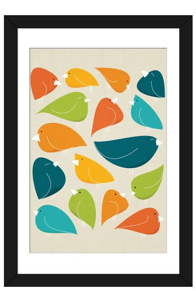 Rainbow Birdies Paper Art Print - Modern Tropical