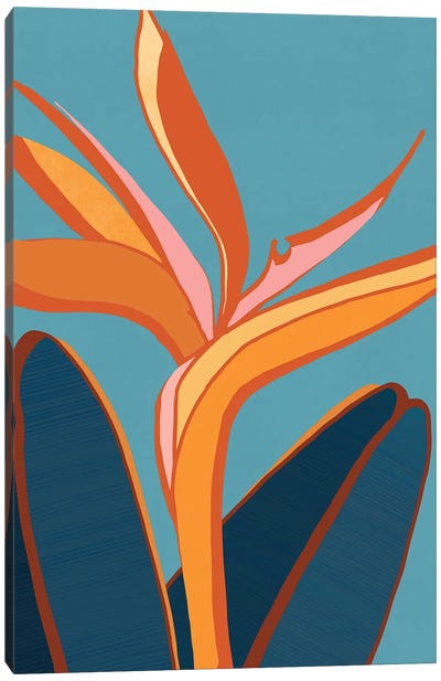 Tropical Bird Of Paradise Canvas Art Print - Modern Tropical