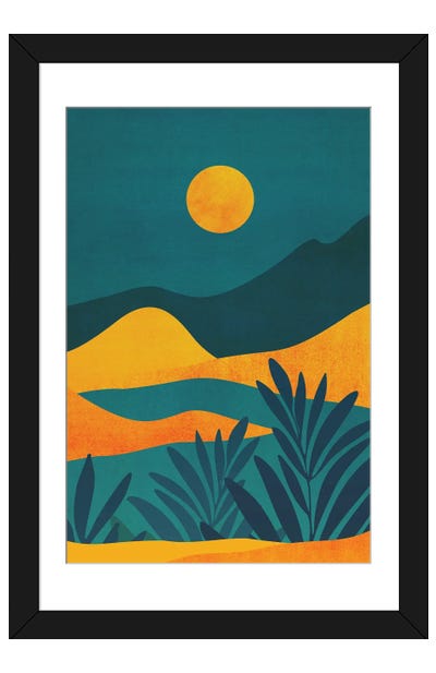 Moonrise Canyon Paper Art Print - Modern Tropical