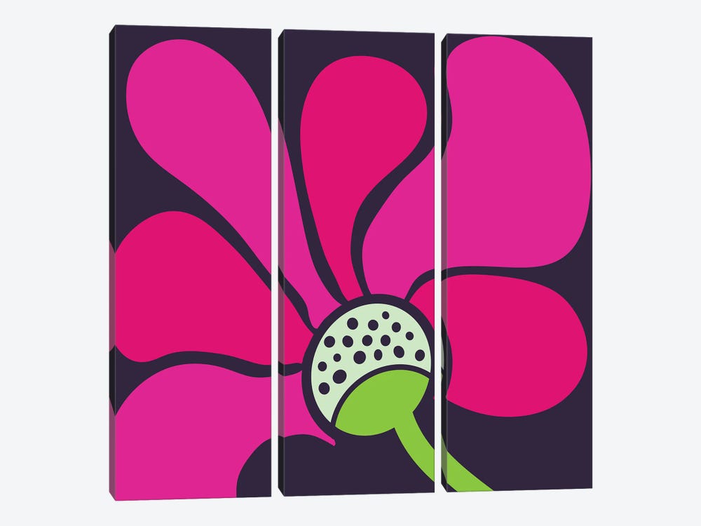 Magenta Bloom by Modern Tropical 3-piece Canvas Art Print