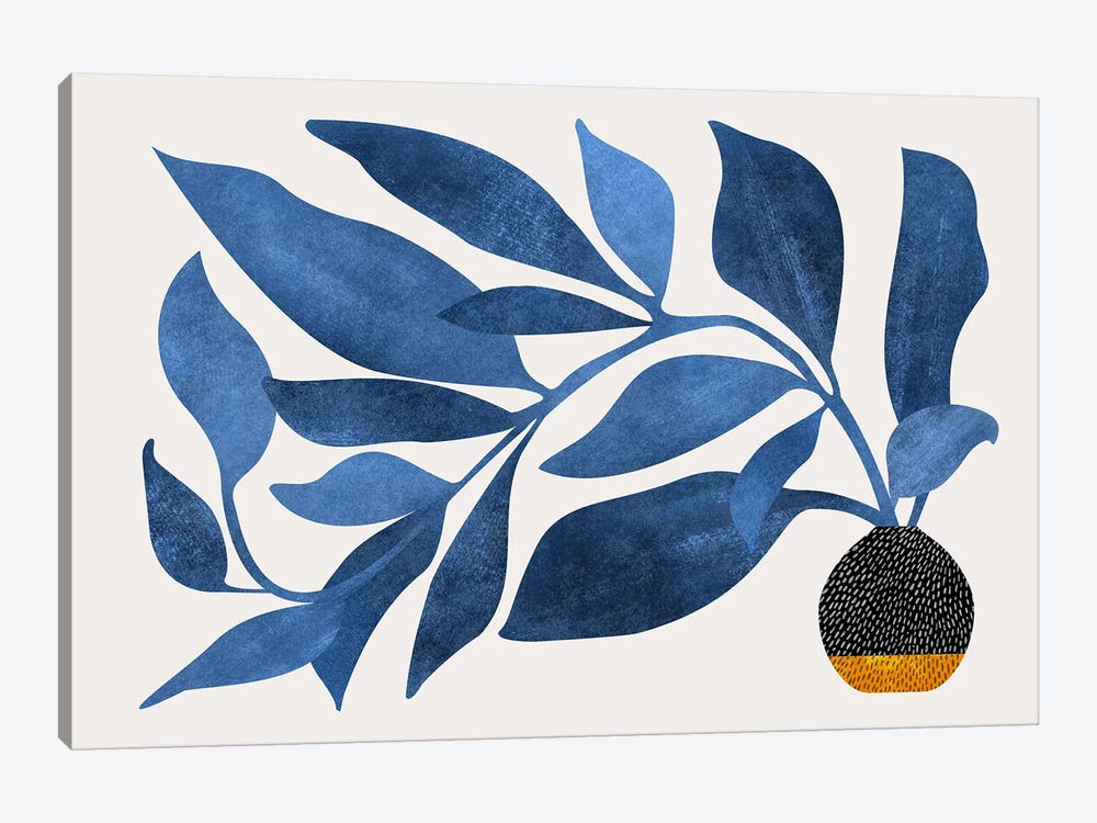 Indigo Ivy by Modern Tropical 1-piece Canvas Print