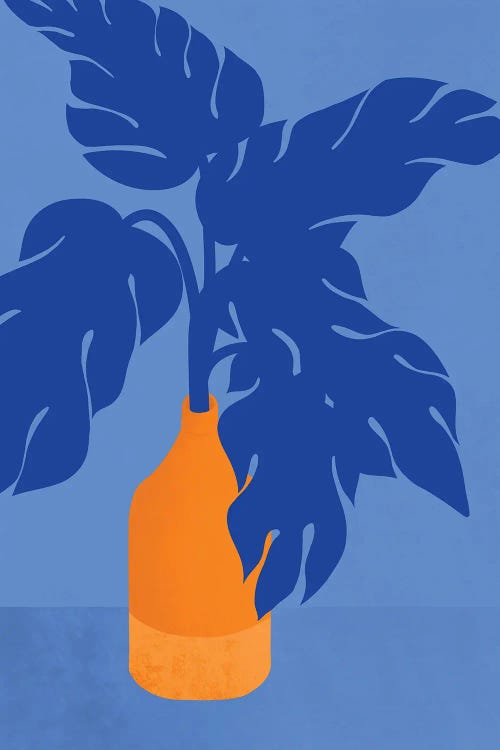 Indigo Monstera Still Life by Modern Tropical wall art