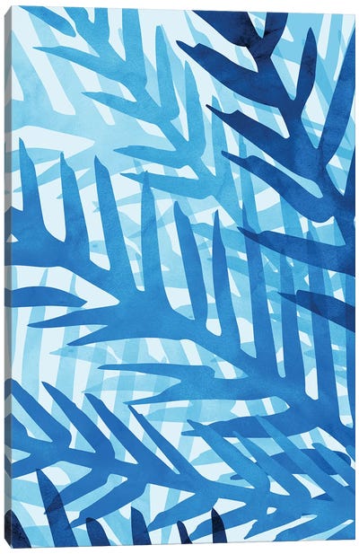 Jungle Palm Canvas Art Print - Blue Tropics