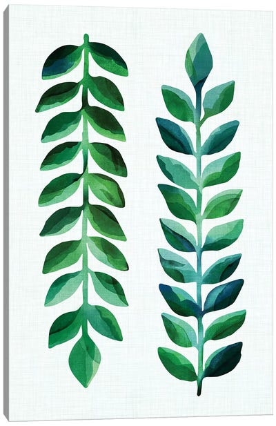 Leafy Goodness Dark  Canvas Art Print - Modern Tropical
