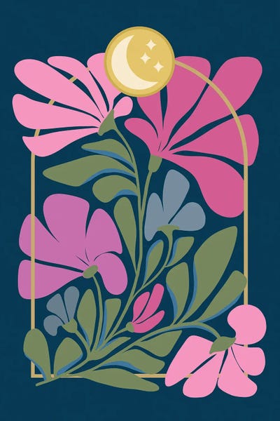Modern Tropical: Dark Floral With Pink Flowers by Modern Tropical