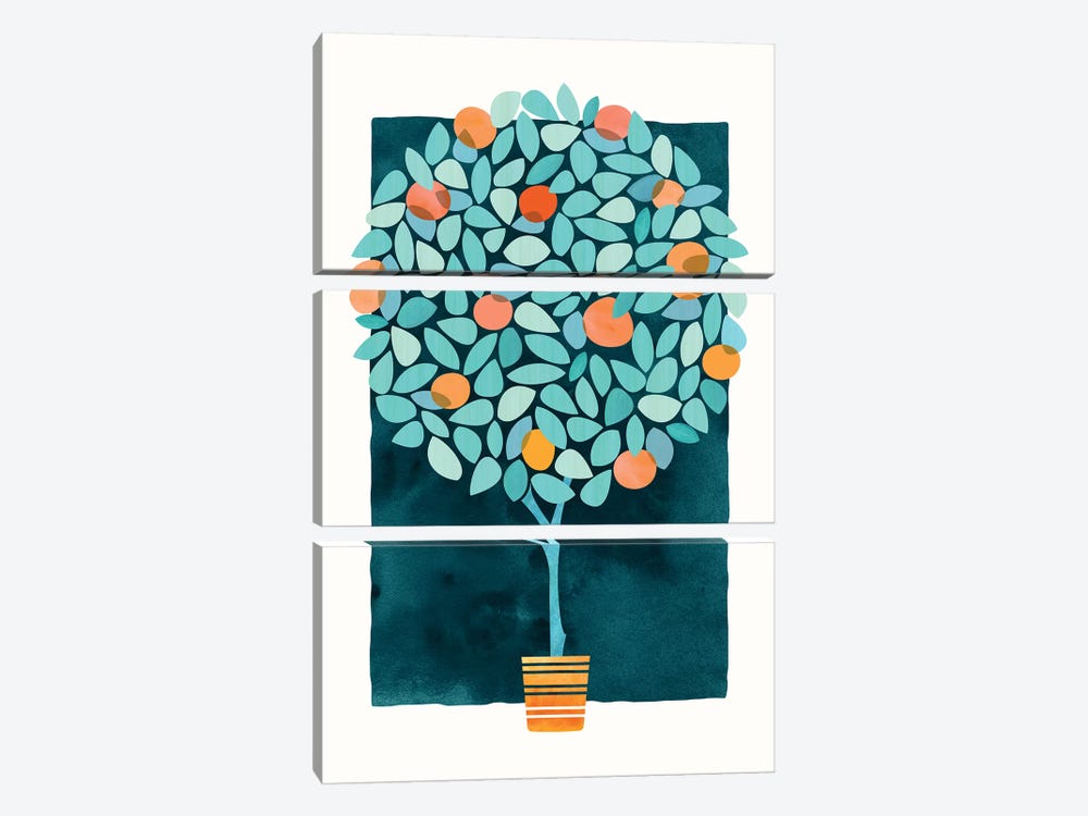 Orange Tree At Midnight by Modern Tropical 3-piece Canvas Art Print