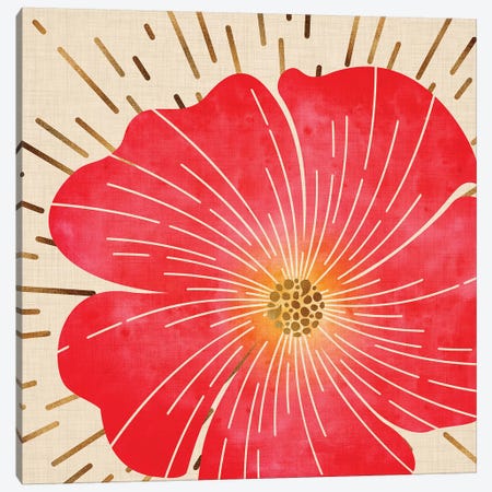 Red Hibiscus Canvas Print #MTP55} by Modern Tropical Canvas Wall Art