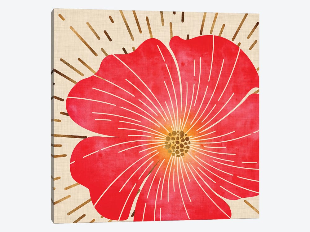 Red Hibiscus by Modern Tropical 1-piece Canvas Wall Art