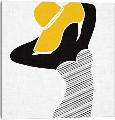 Retro Beach Beauty II Canvas Art Print - Black, White & Yellow Art