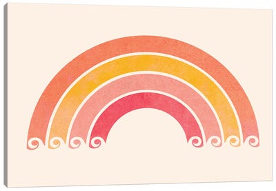 Retro Rainbow Waves Canvas Art Print - Modern Tropical