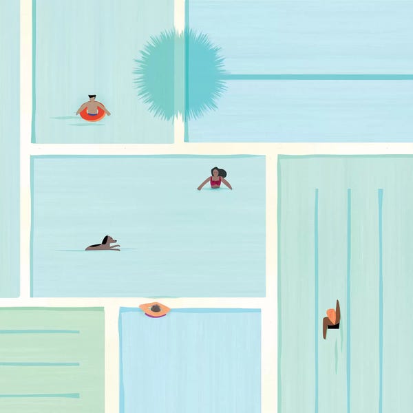 Kids Sports Art: Saturdays At The Pool by Modern Tropical