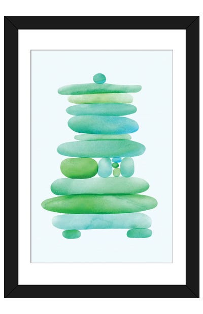 Seaglass Cairn Paper Art Print - Modern Tropical