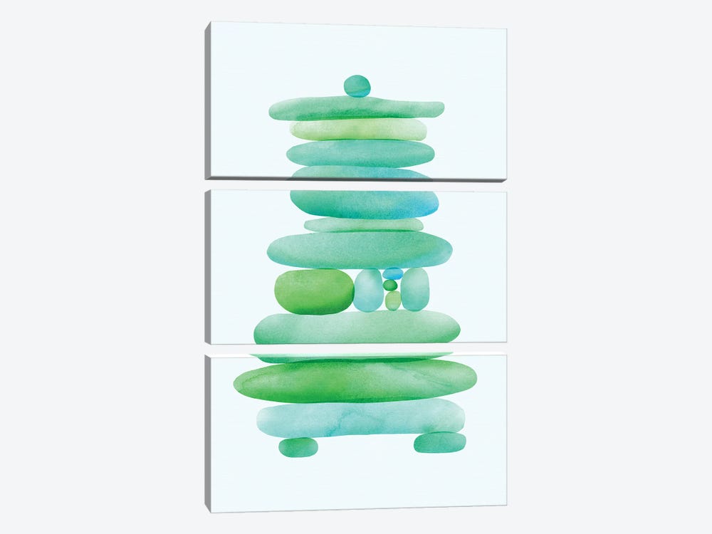 Seaglass Cairn by Modern Tropical 3-piece Canvas Wall Art