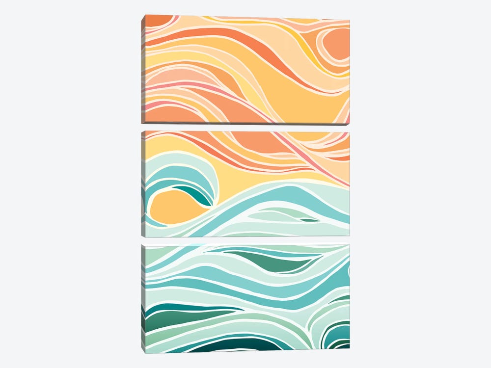 Sky And Sea Abstract by Modern Tropical 3-piece Canvas Print