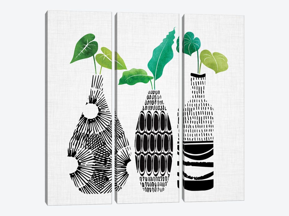 Tribal Vases Trio by Modern Tropical 3-piece Canvas Art