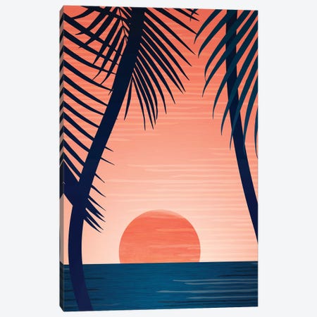 Tropical Beach Sunset Canvas Print #MTP72} by Modern Tropical Canvas Art Print