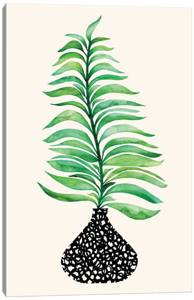 Tropical Leaf In Vase Canvas Art Print - Modern Tropical