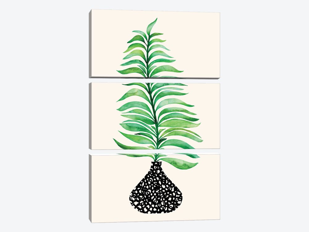 Tropical Leaf In Vase by Modern Tropical 3-piece Canvas Art Print