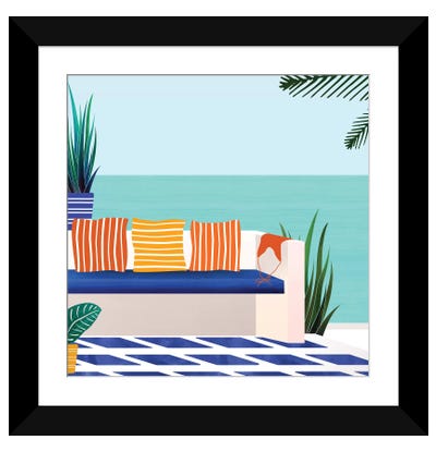 Tropical Villa On The Sea Paper Art Print - Modern Tropical