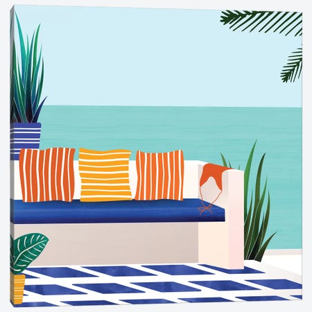 Tropical Villa On The Sea Canvas Print #MTP77} by Modern Tropical Canvas Wall Art
