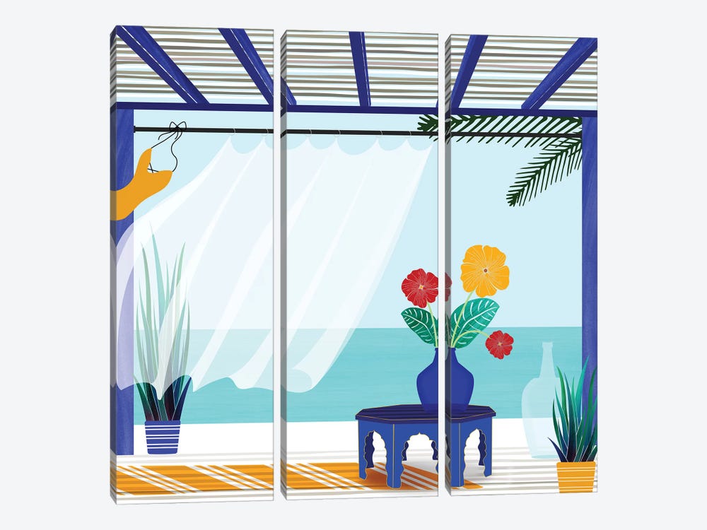 Villa By The Sea by Modern Tropical 3-piece Canvas Wall Art