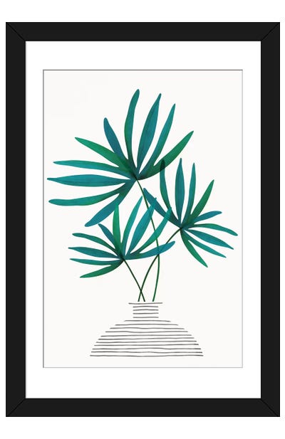 Fan Palm Fronds Paper Art Print - Modern Tropical